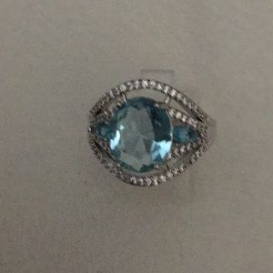 Sterling silver blue sapphire white sapphire